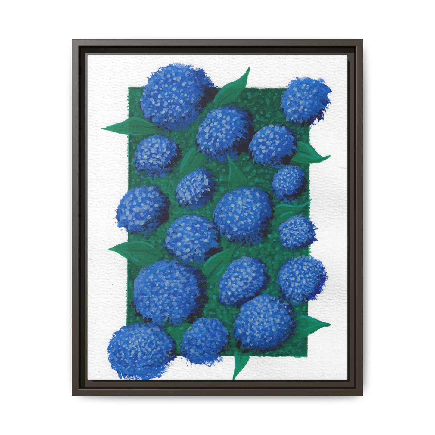 Framed Hydrangea Matte Canvas Print — Blue Floral Wall Art