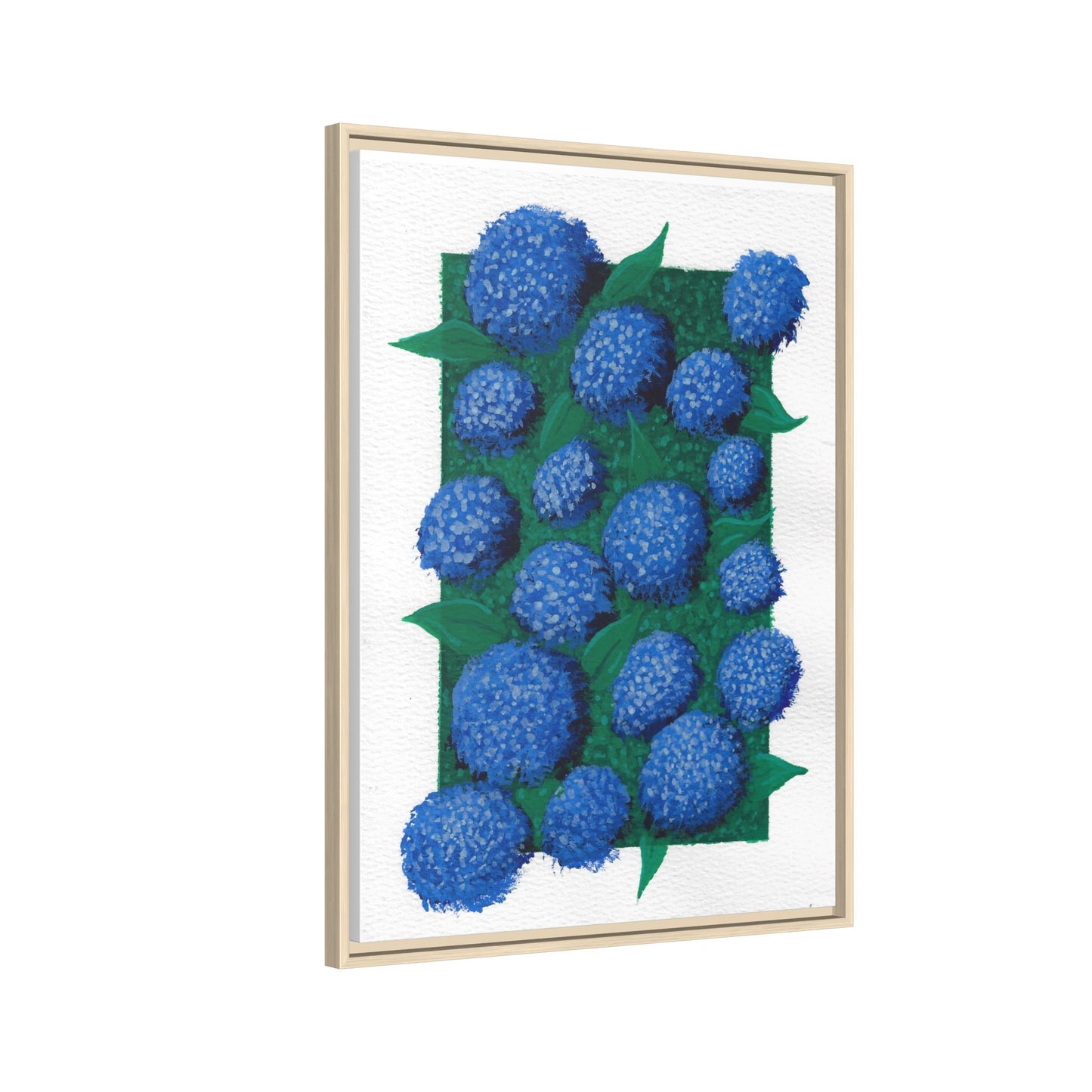 Framed Hydrangea Matte Canvas Print — Blue Floral Wall Art