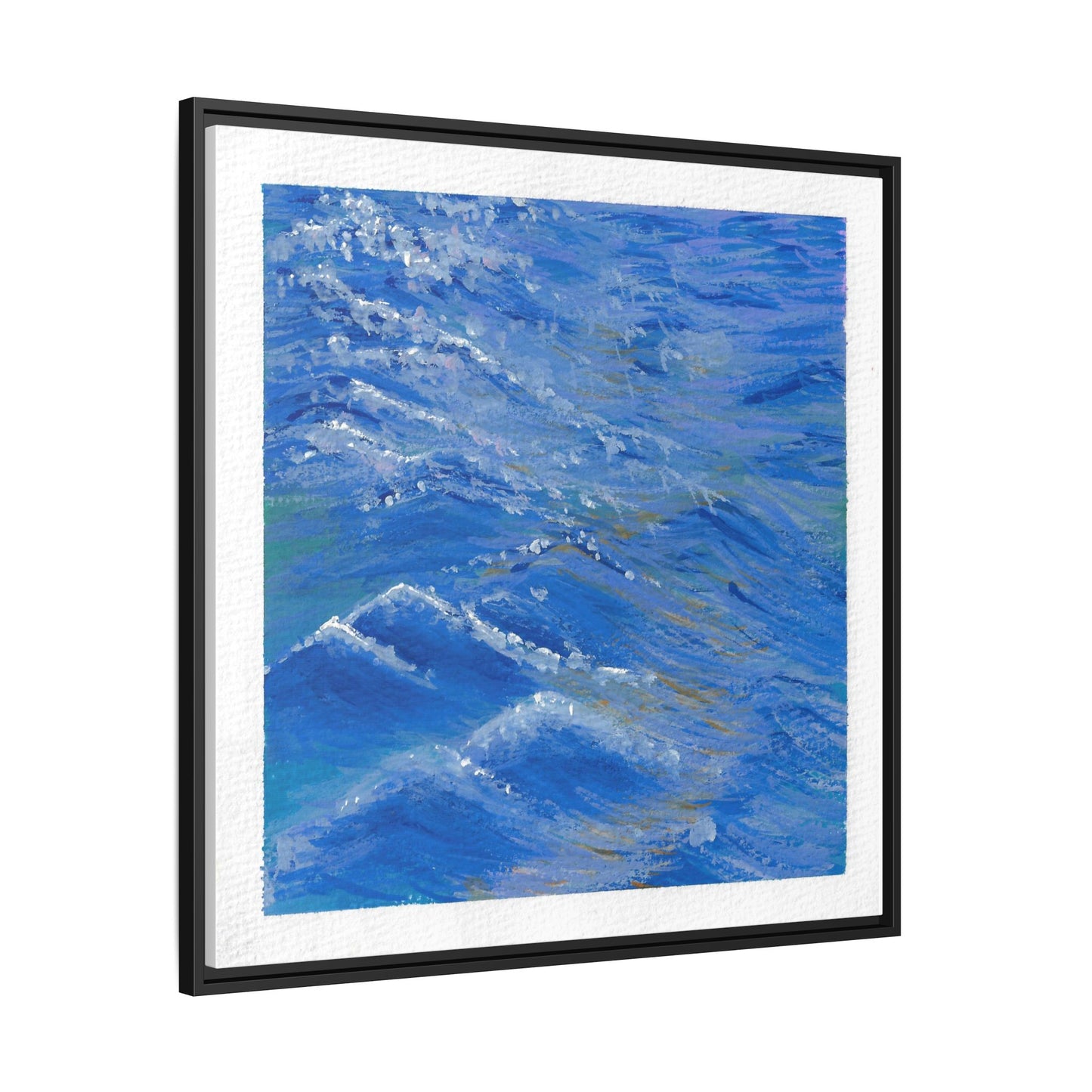 Framed Matte Canvas Wall Art — Blue Ocean Waves Seascape