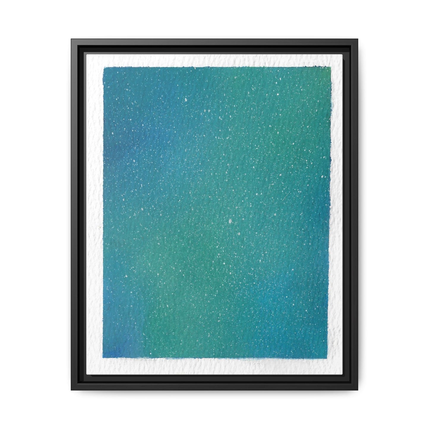 Framed Matte Canvas Art — Teal-to-Blue Gradient Starry Abstract