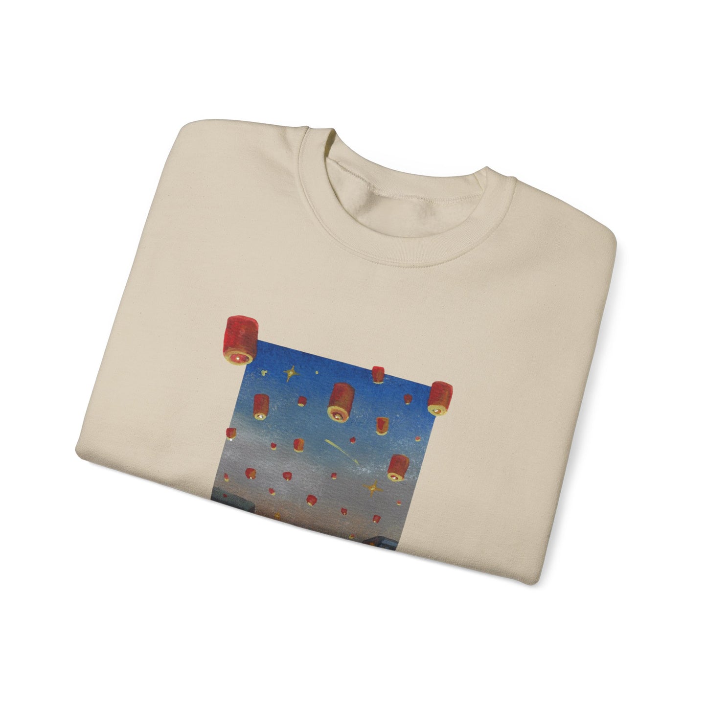 Lantern Festival Crewneck Sweatshirt — Sky of Floating Lanterns Graphic