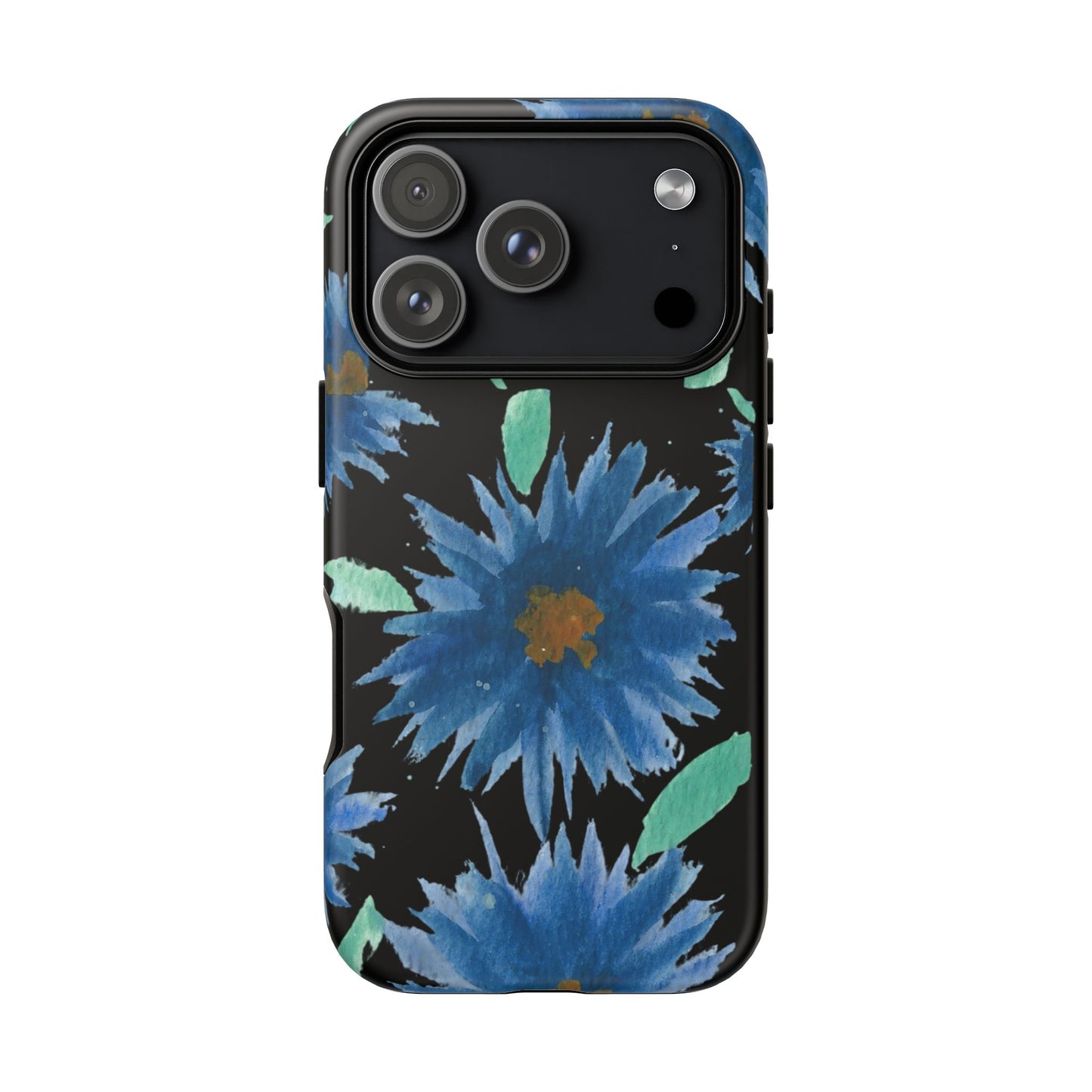 Blue Floral Tough Phone Case – Watercolor Daisy Protective Cover