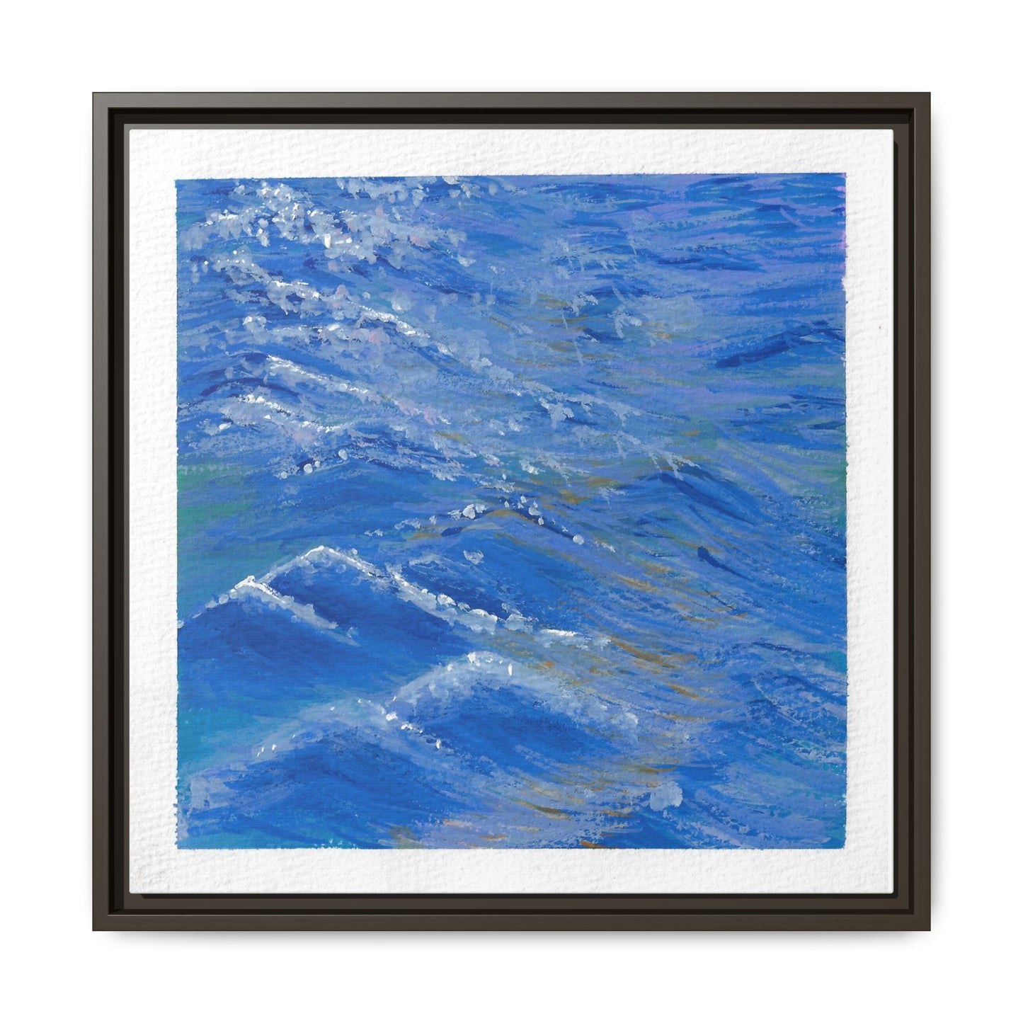 Framed Matte Canvas Wall Art — Blue Ocean Waves Seascape