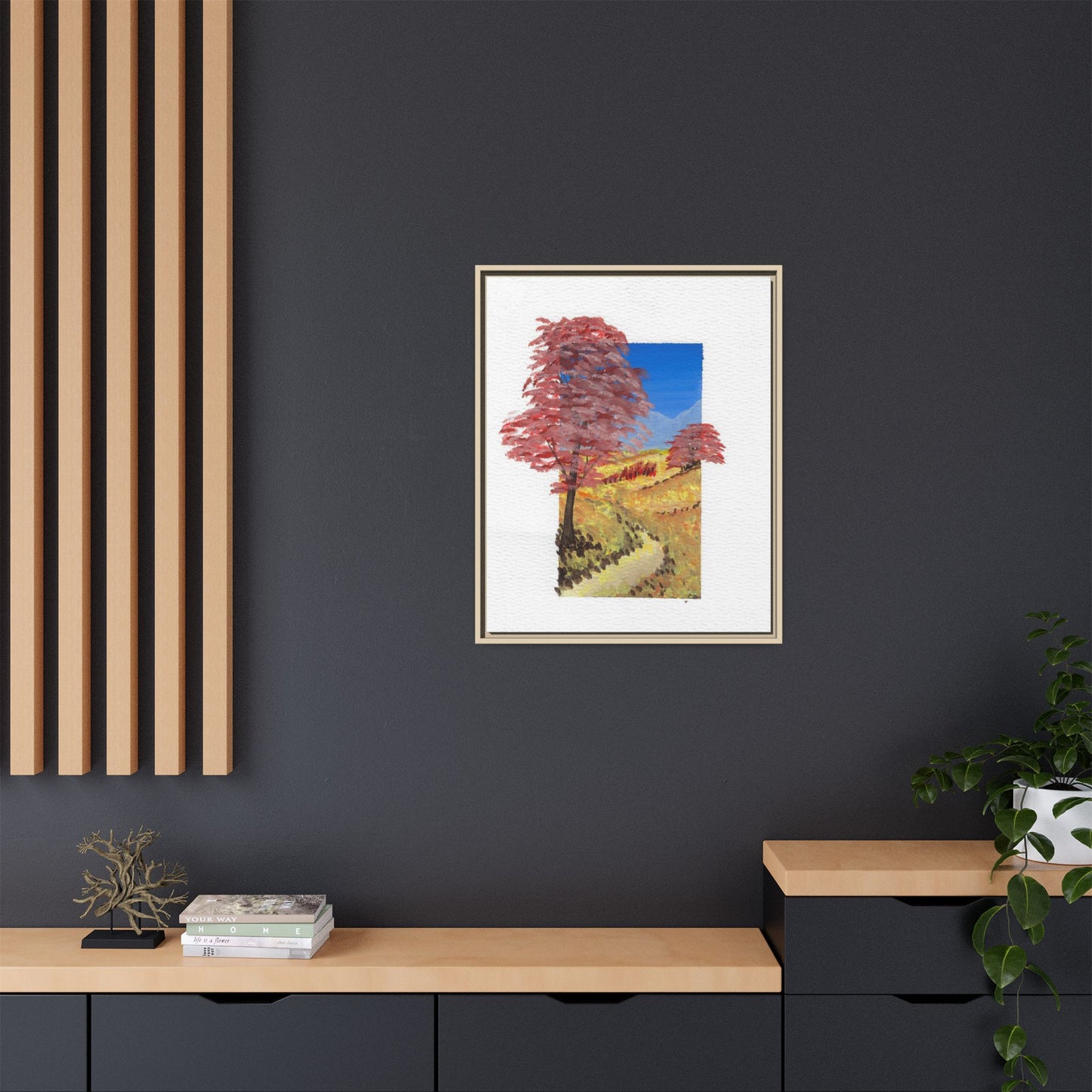 Framed Canvas Wall Art — Colorful Autumn Landscape Matte Print