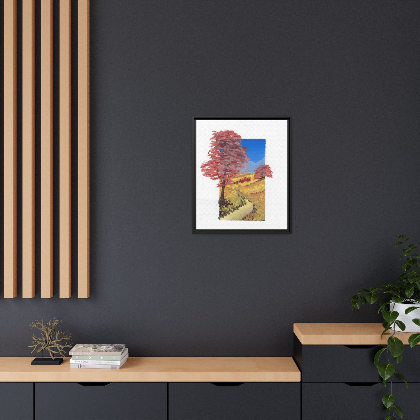 Framed Canvas Wall Art — Colorful Autumn Landscape Matte Print