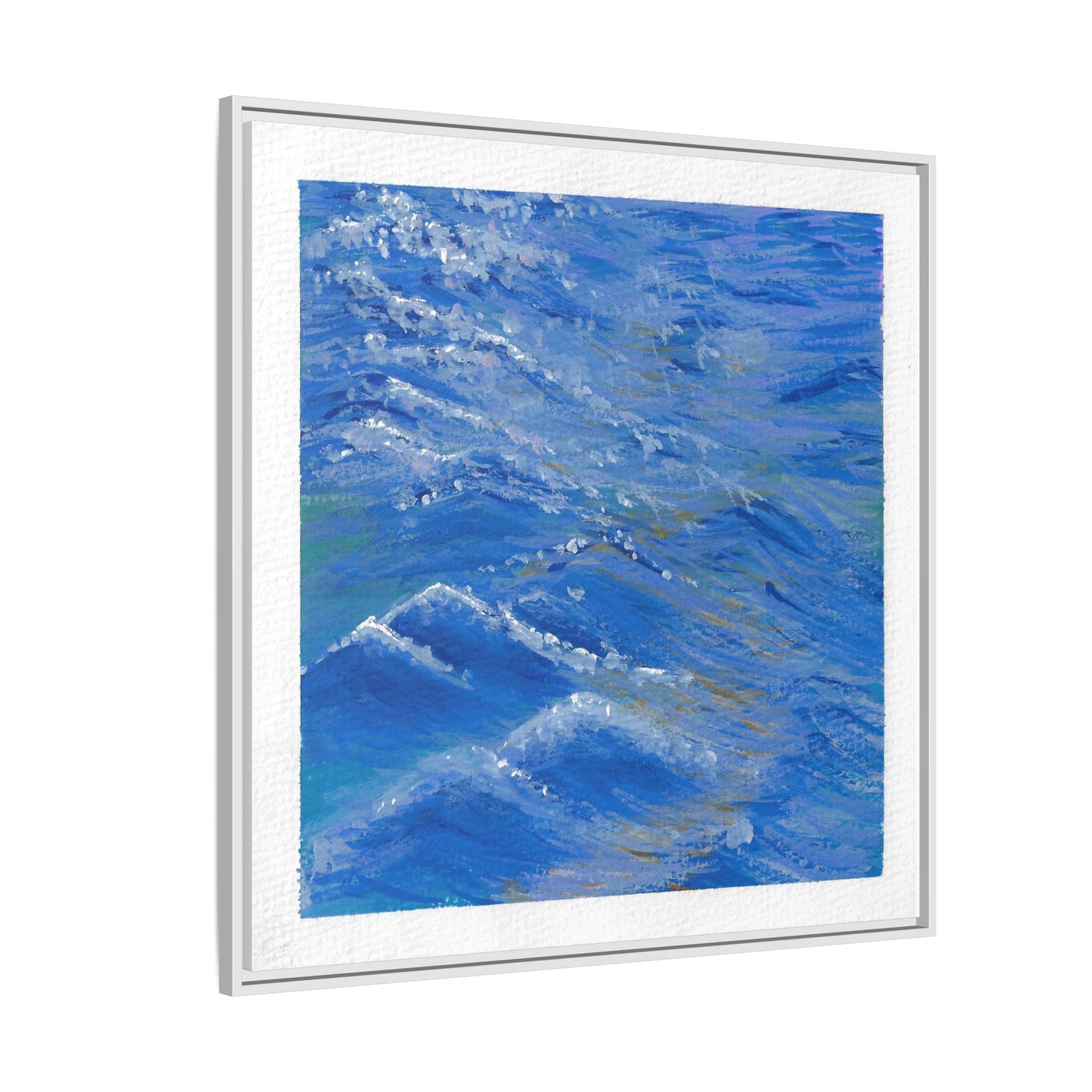 Framed Matte Canvas Wall Art — Blue Ocean Waves Seascape