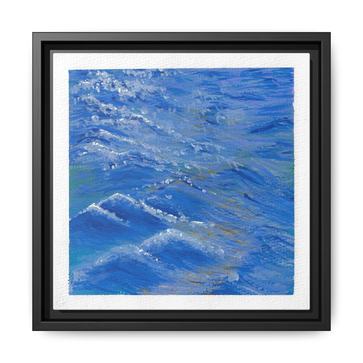 Framed Matte Canvas Wall Art — Blue Ocean Waves Seascape