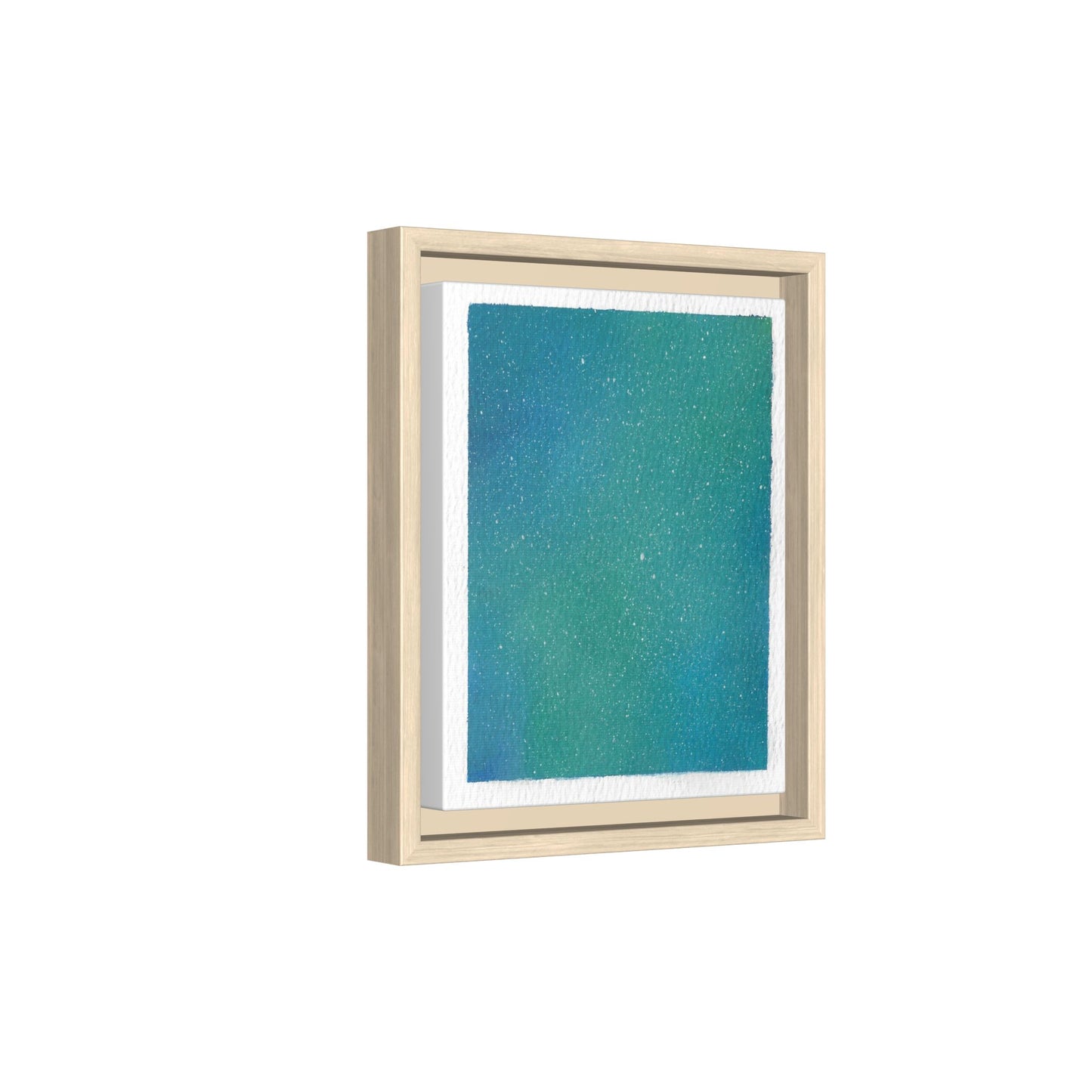 Framed Matte Canvas Art — Teal-to-Blue Gradient Starry Abstract