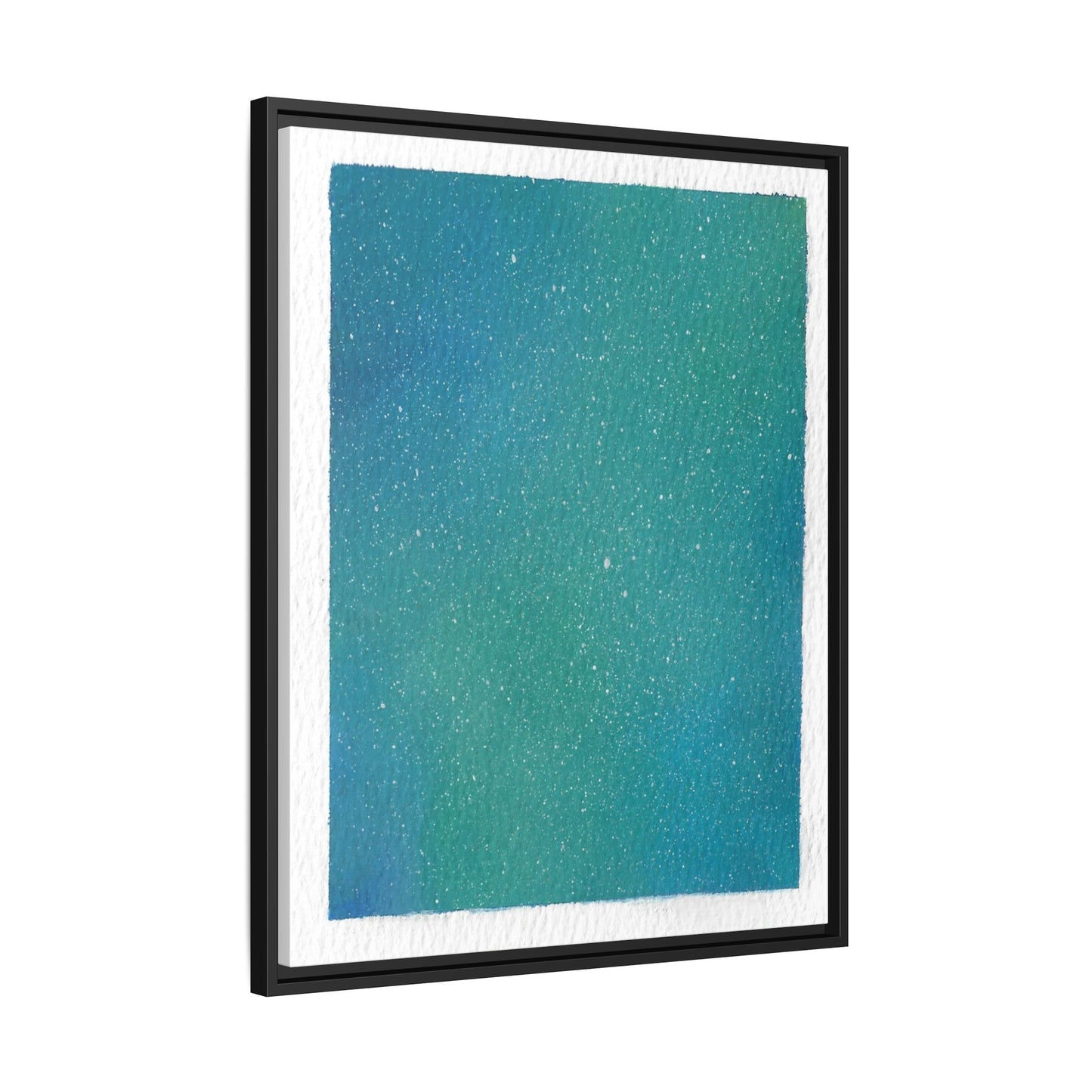 Framed Matte Canvas Art — Teal-to-Blue Gradient Starry Abstract