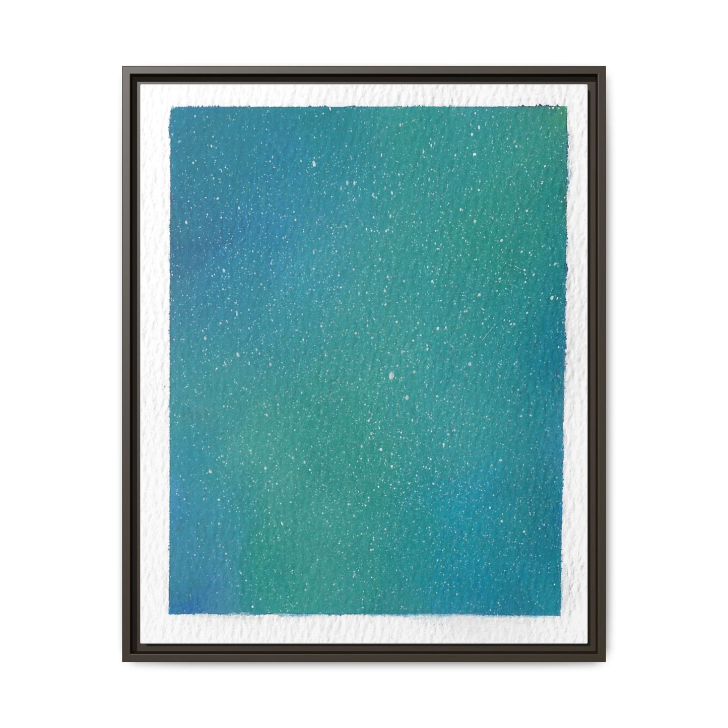 Framed Matte Canvas Art — Teal-to-Blue Gradient Starry Abstract