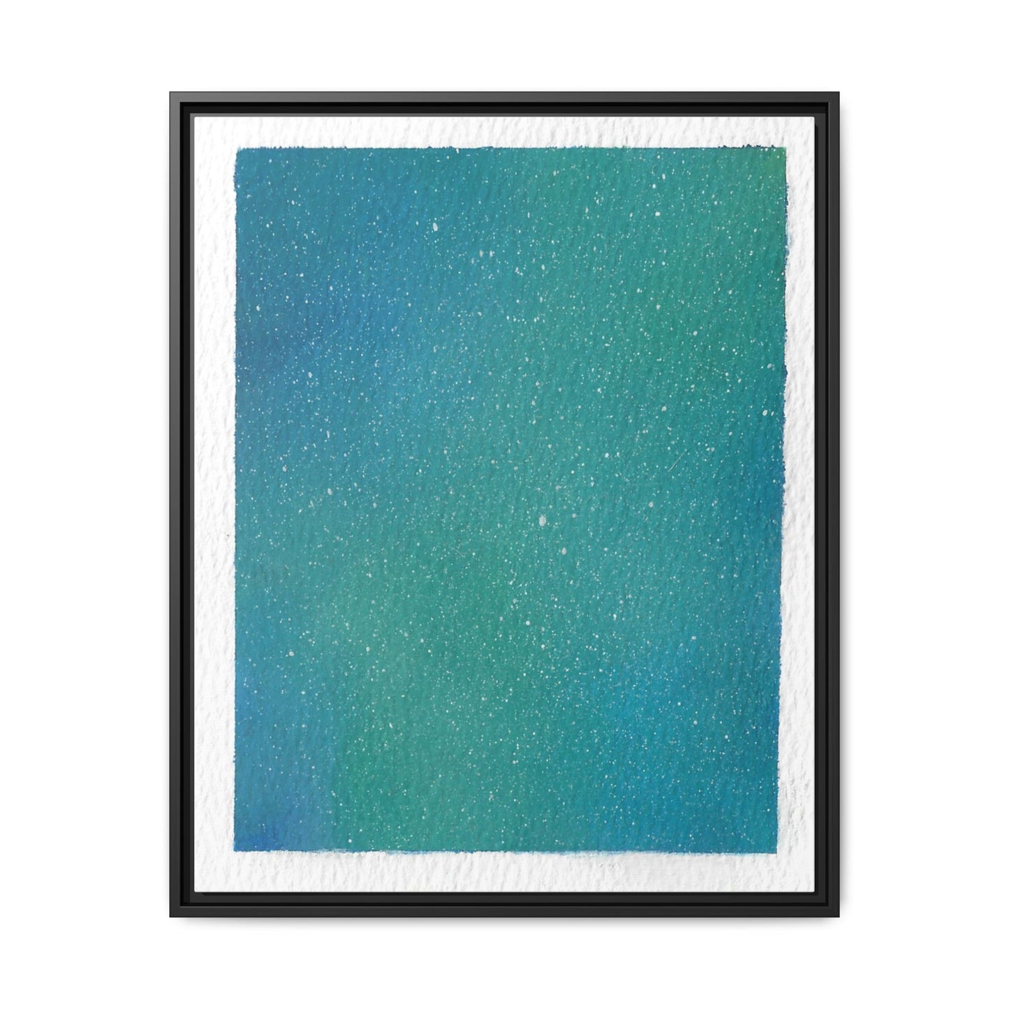 Framed Matte Canvas Art — Teal-to-Blue Gradient Starry Abstract
