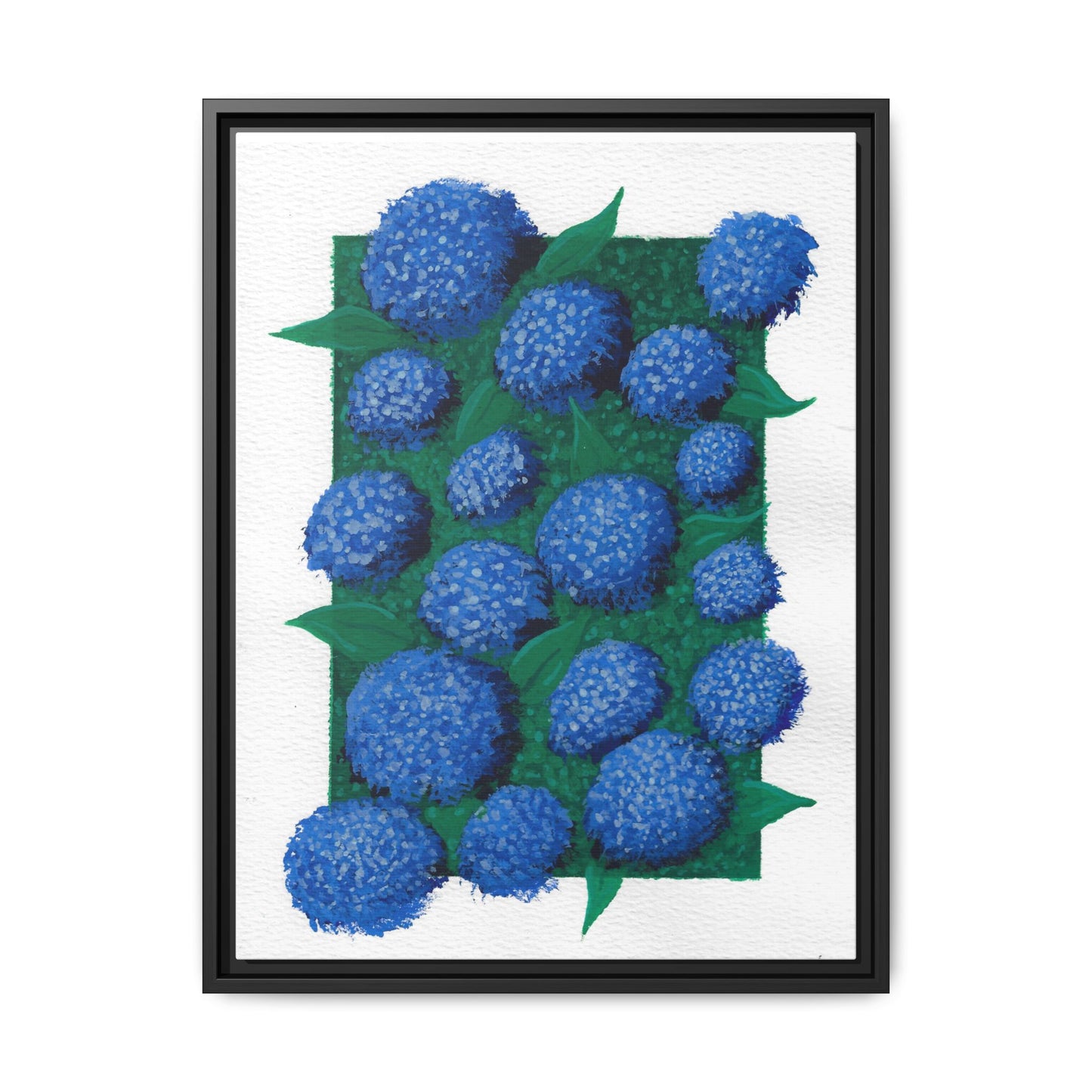 Framed Hydrangea Matte Canvas Print — Blue Floral Wall Art