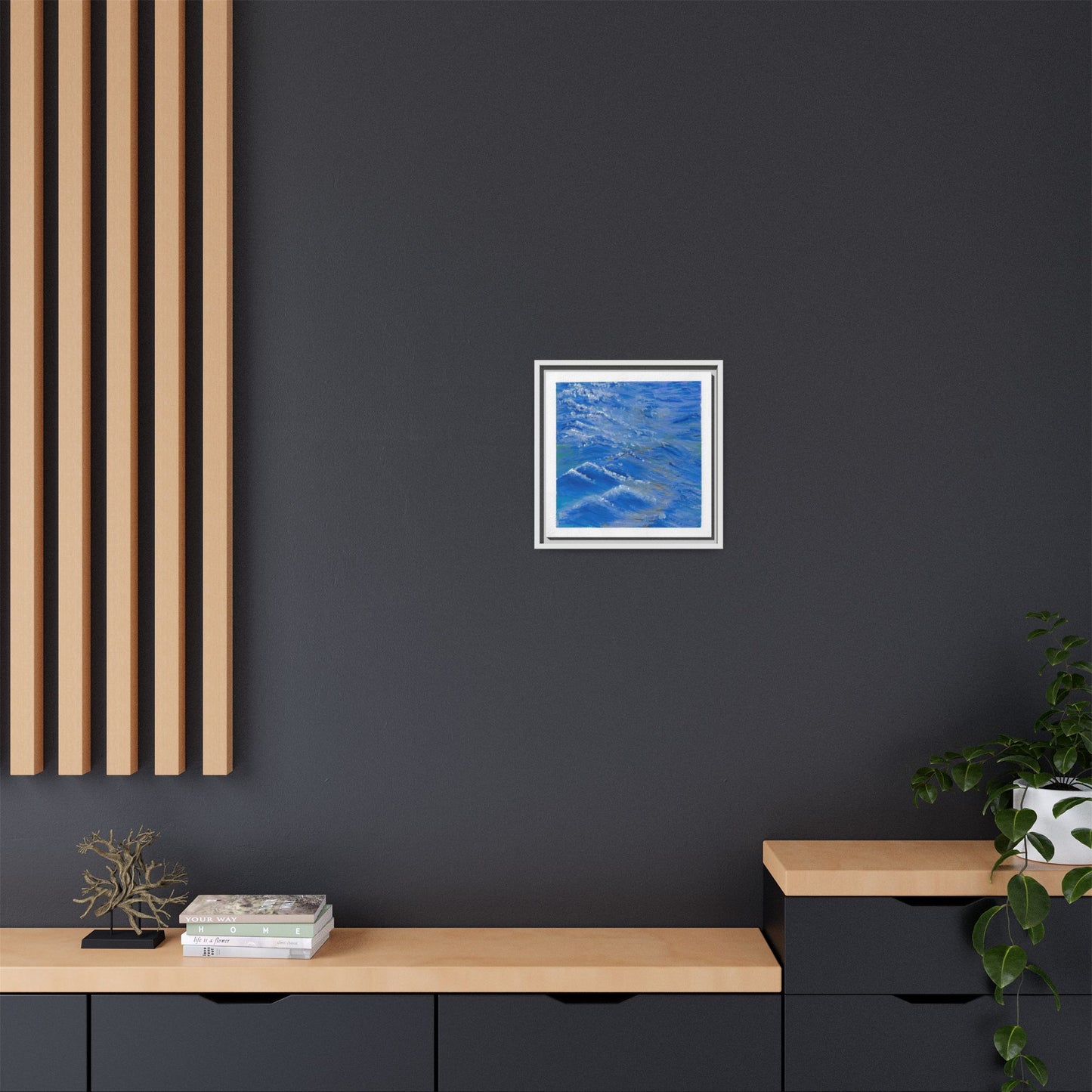Framed Matte Canvas Wall Art — Blue Ocean Waves Seascape