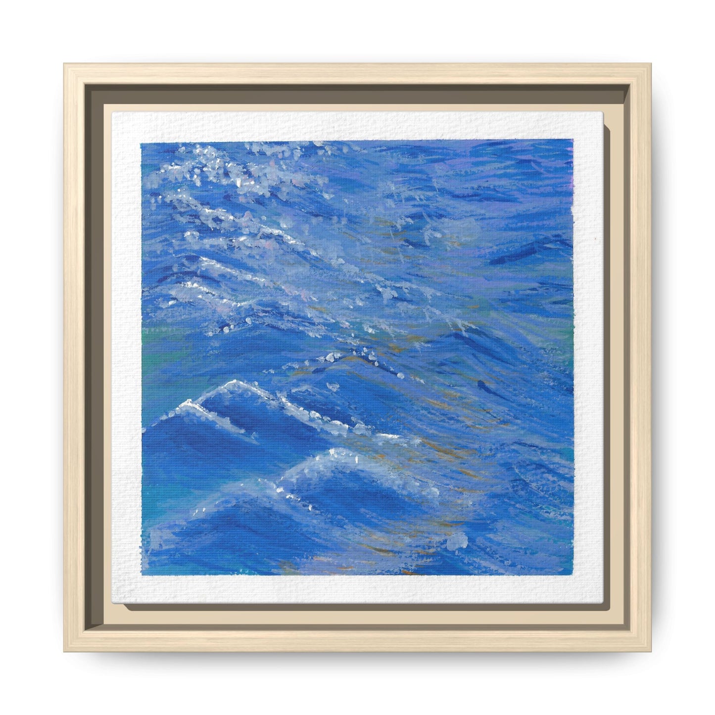 Framed Matte Canvas Wall Art — Blue Ocean Waves Seascape