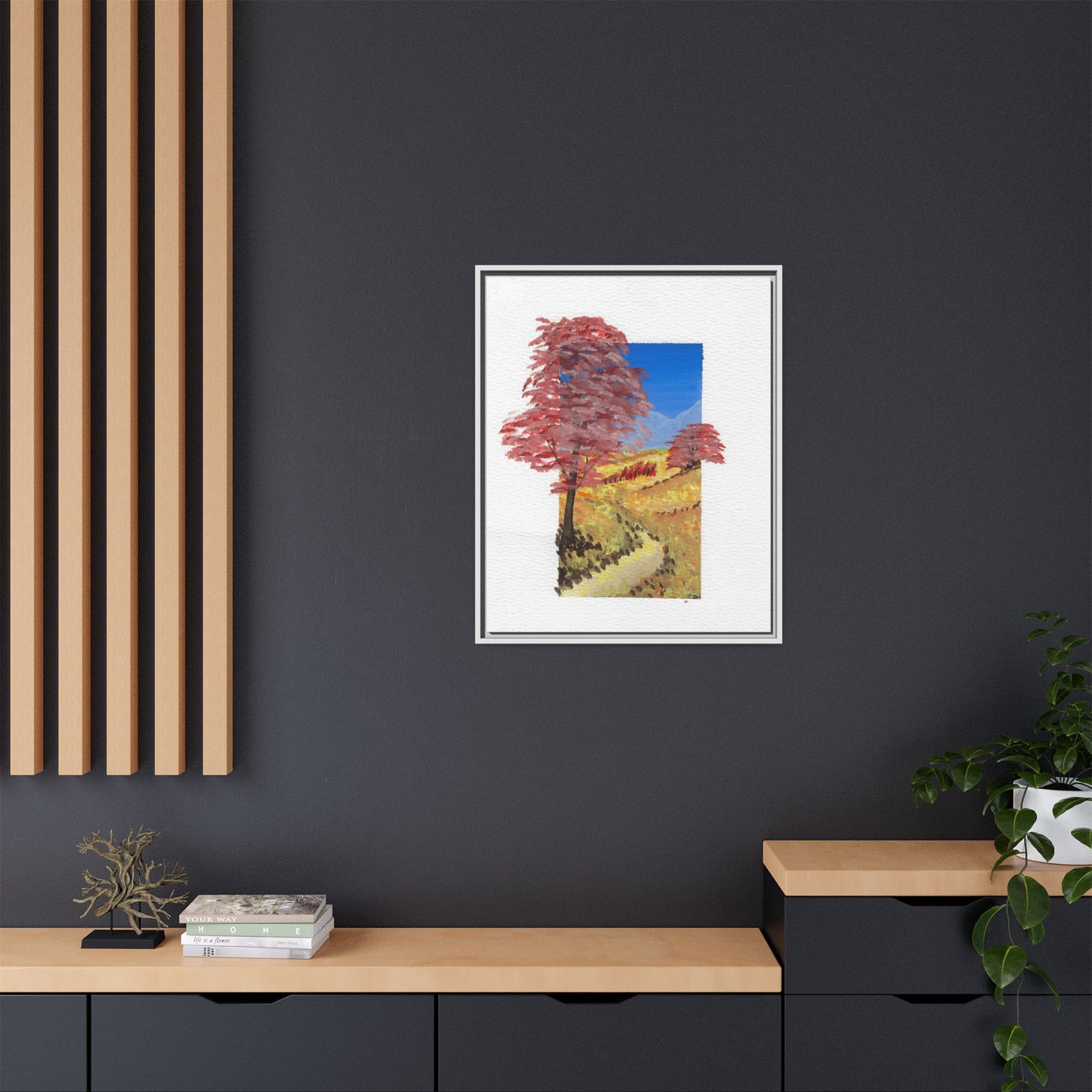 Framed Canvas Wall Art — Colorful Autumn Landscape Matte Print