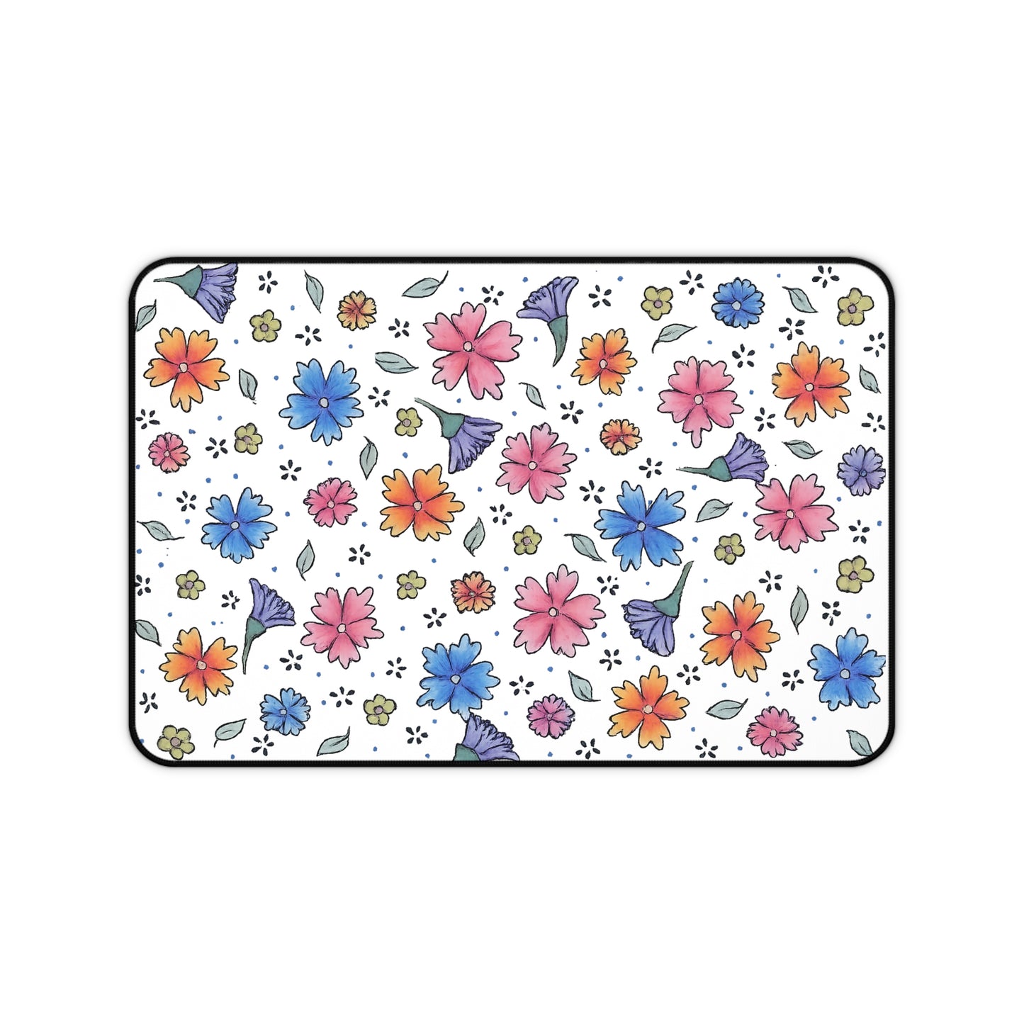 Floral Watercolor Desk Mat — Pastel Flowers Mouse Pad for Office & Home