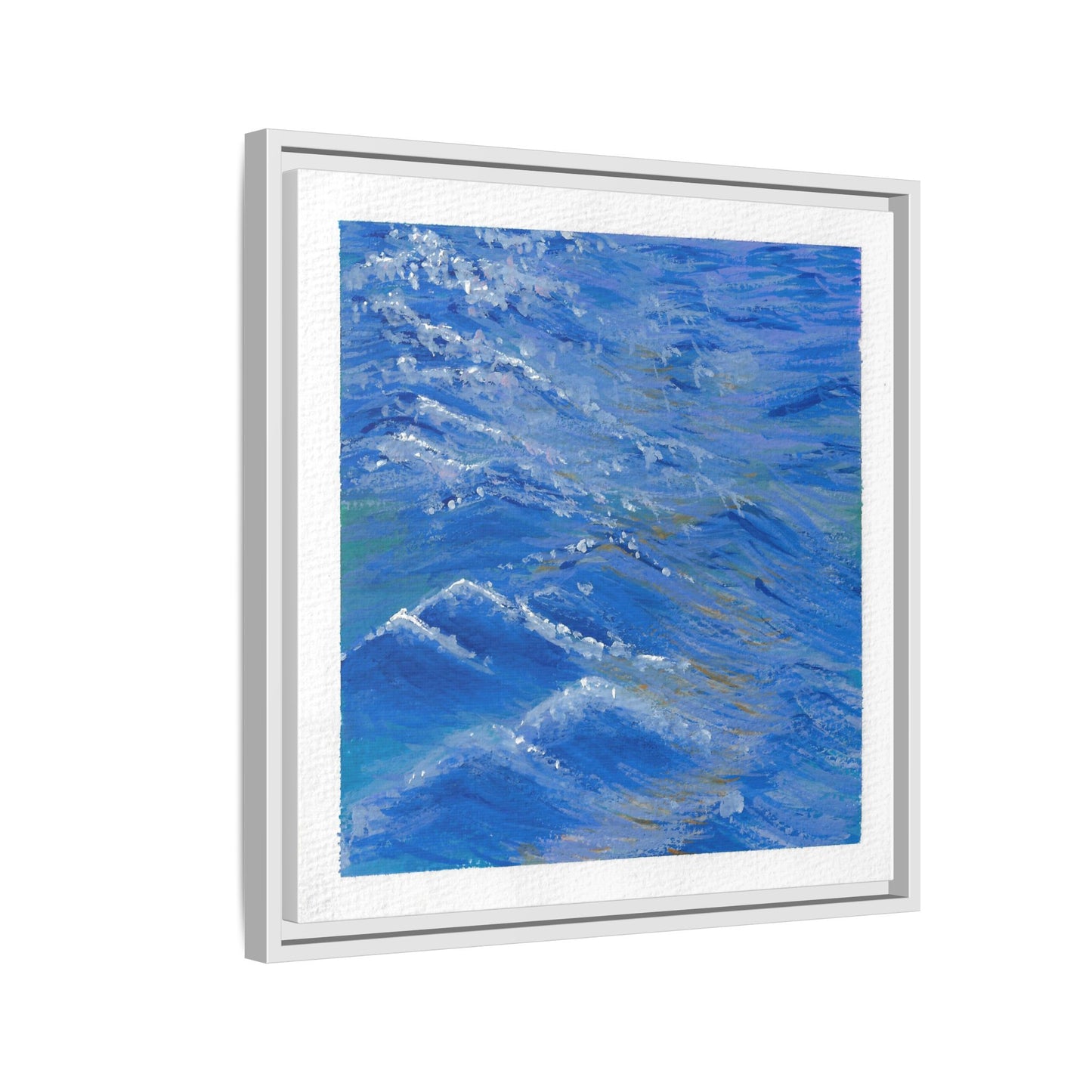 Framed Matte Canvas Wall Art — Blue Ocean Waves Seascape