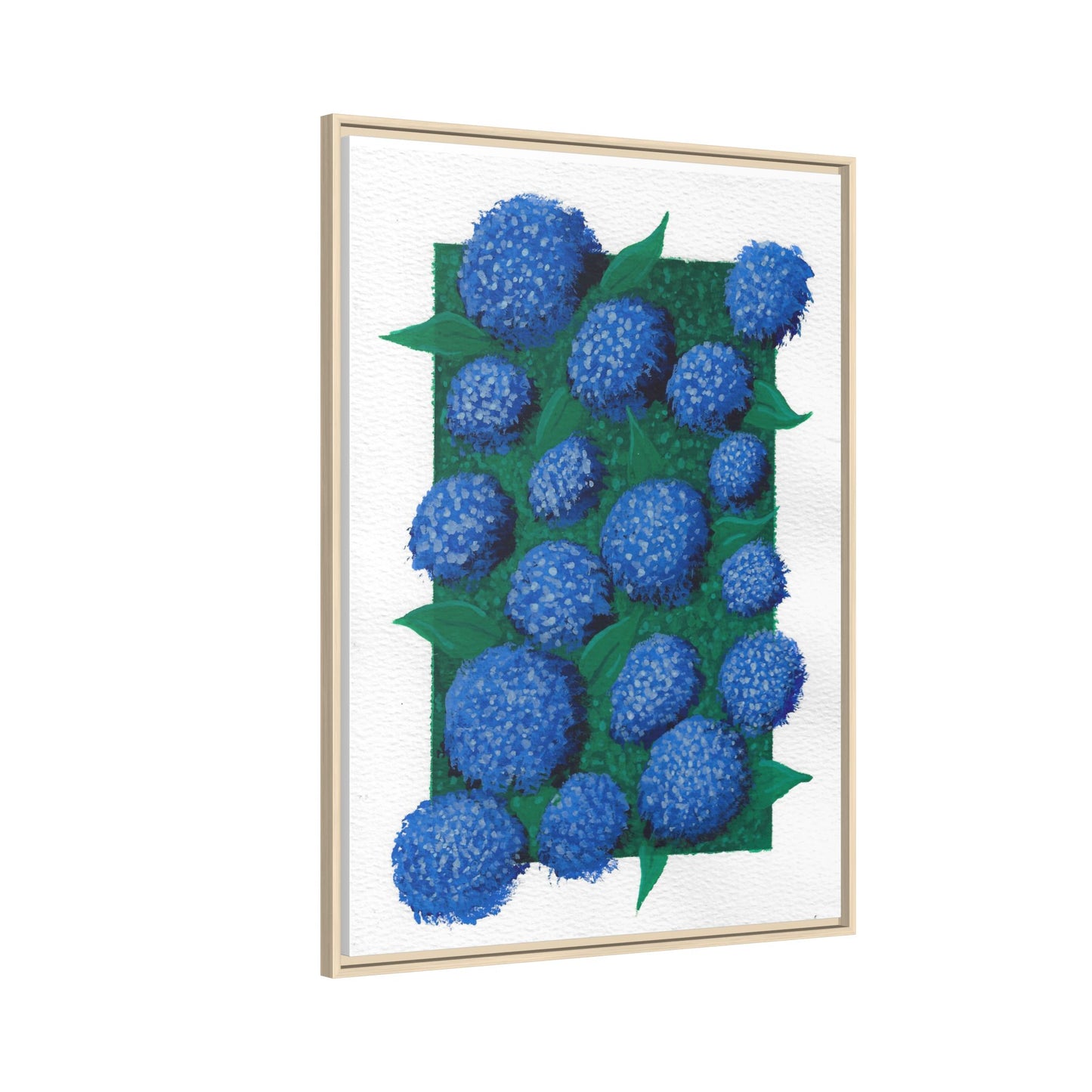 Framed Hydrangea Matte Canvas Print — Blue Floral Wall Art