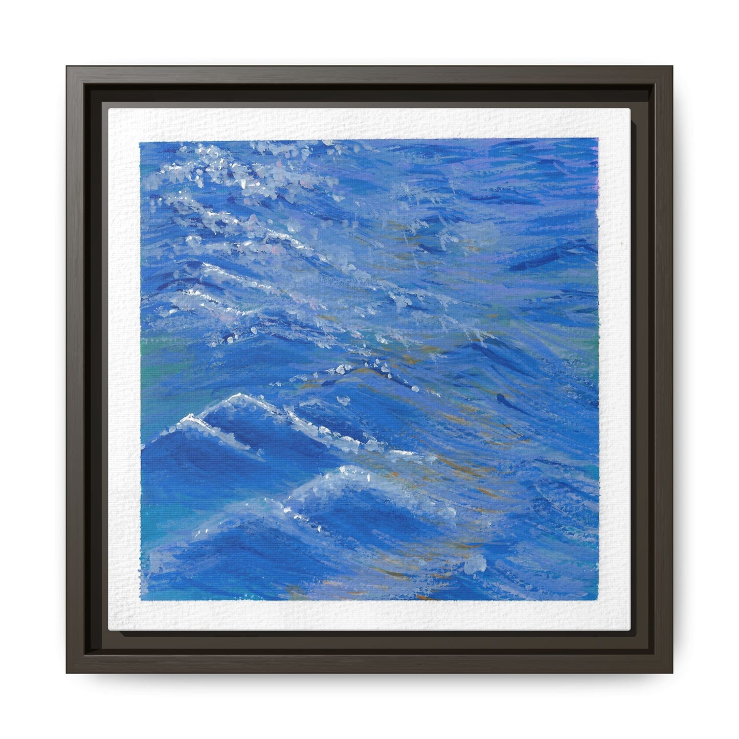 Framed Matte Canvas Wall Art — Blue Ocean Waves Seascape
