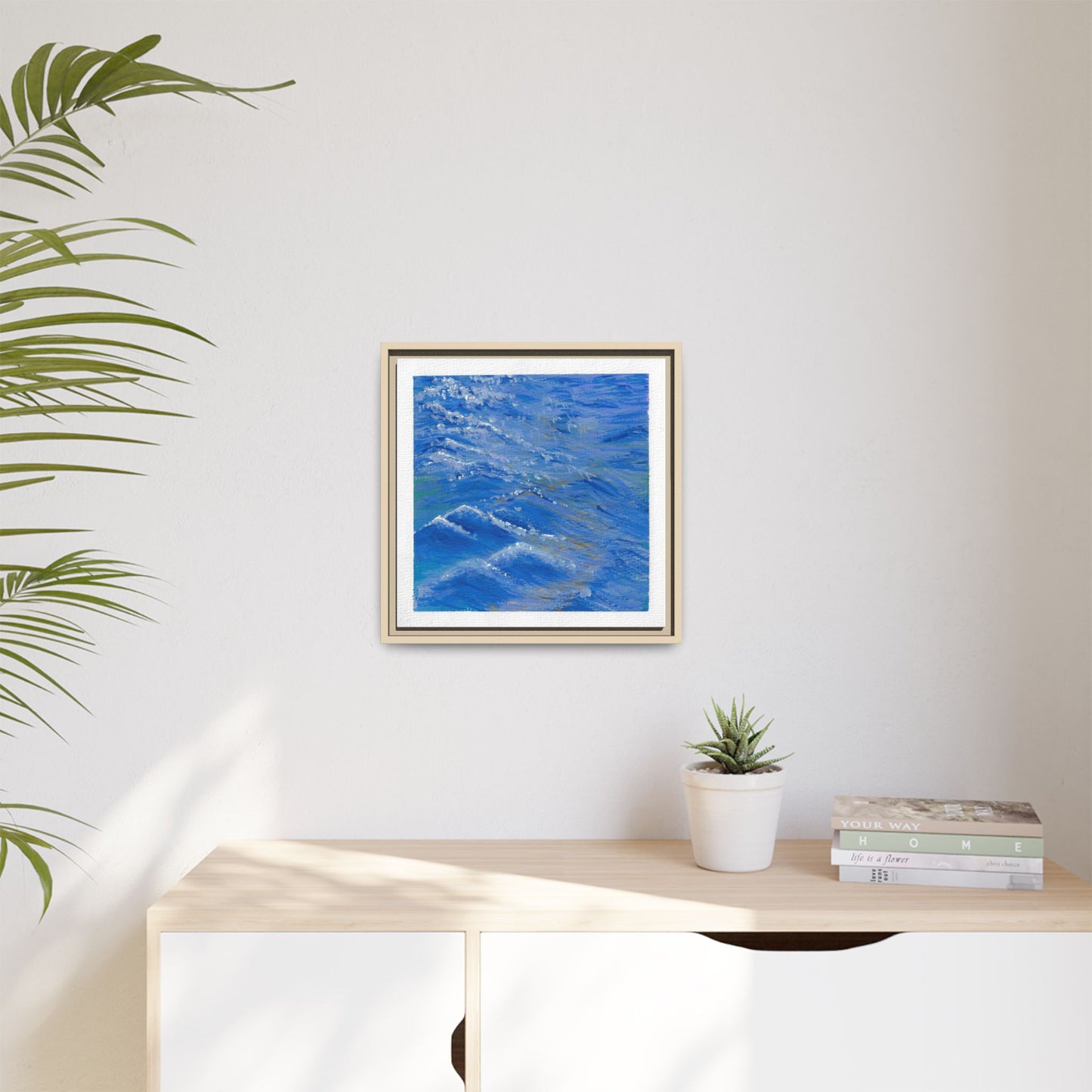 Framed Matte Canvas Wall Art — Blue Ocean Waves Seascape
