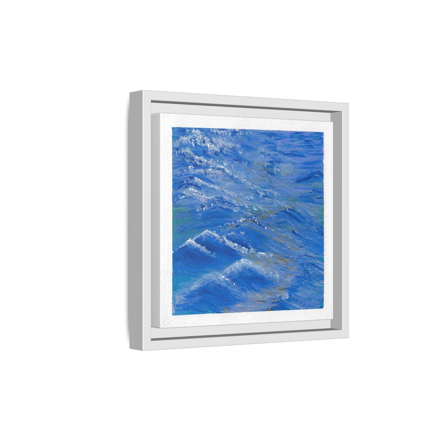 Framed Matte Canvas Wall Art — Blue Ocean Waves Seascape