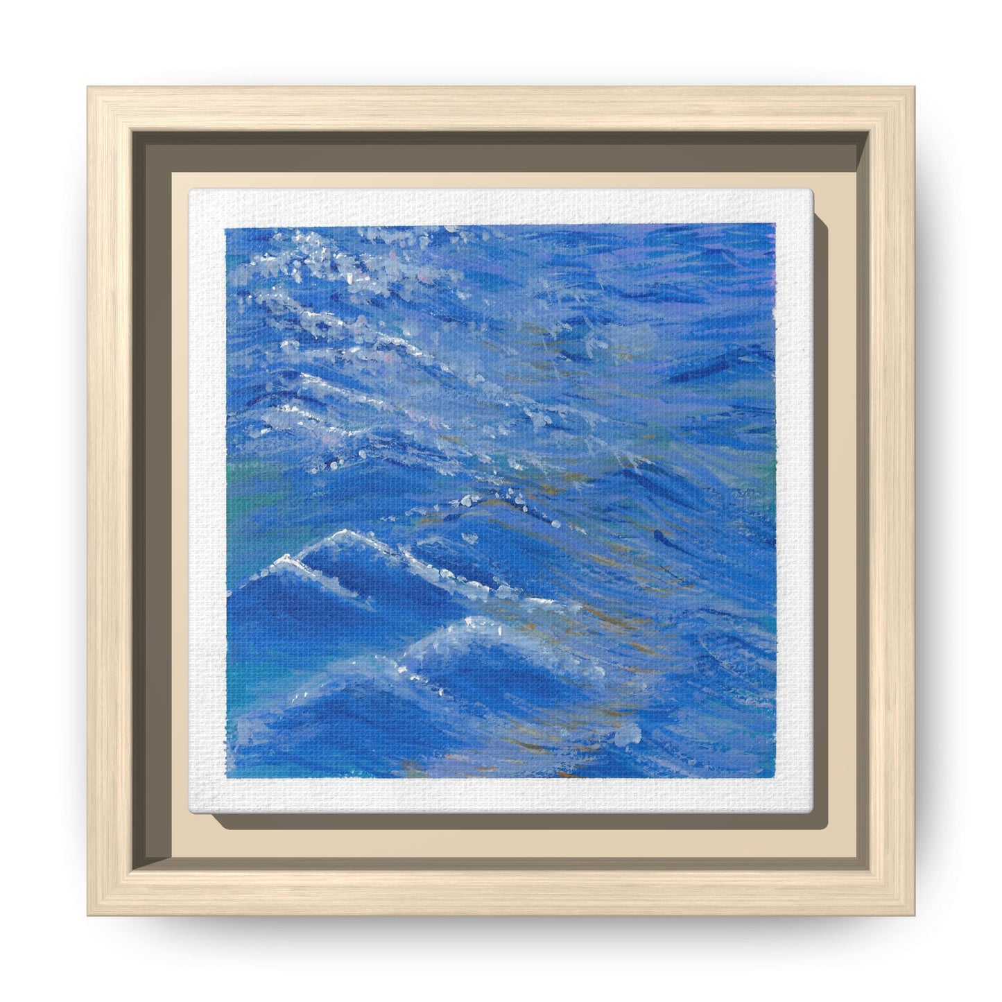 Framed Matte Canvas Wall Art — Blue Ocean Waves Seascape