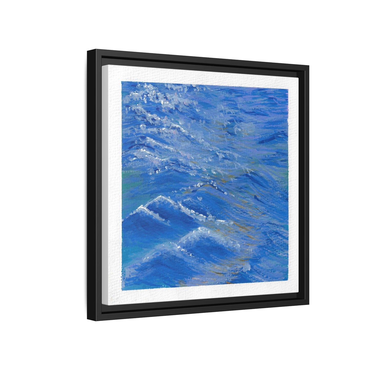 Framed Matte Canvas Wall Art — Blue Ocean Waves Seascape