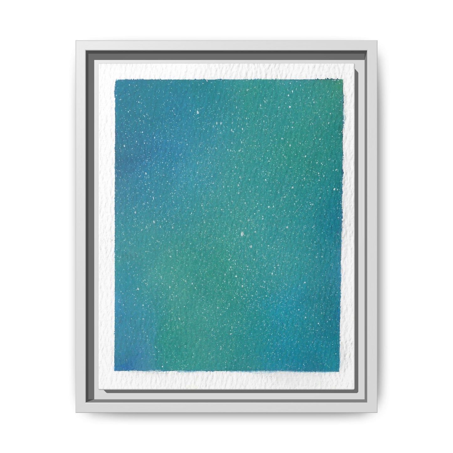 Framed Matte Canvas Art — Teal-to-Blue Gradient Starry Abstract