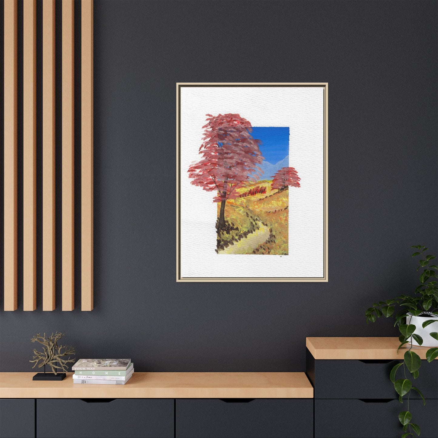 Framed Canvas Wall Art — Colorful Autumn Landscape Matte Print