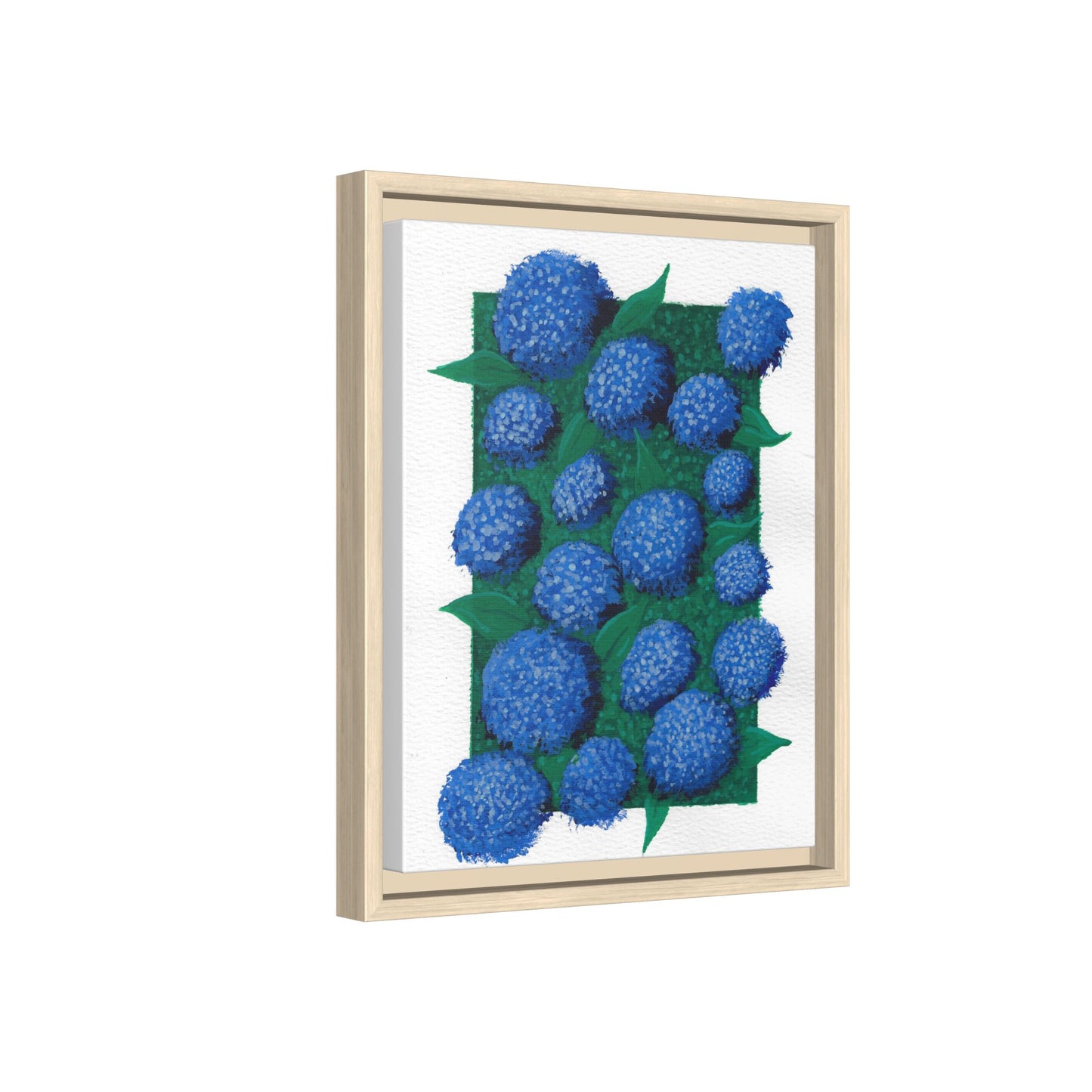 Framed Hydrangea Matte Canvas Print — Blue Floral Wall Art