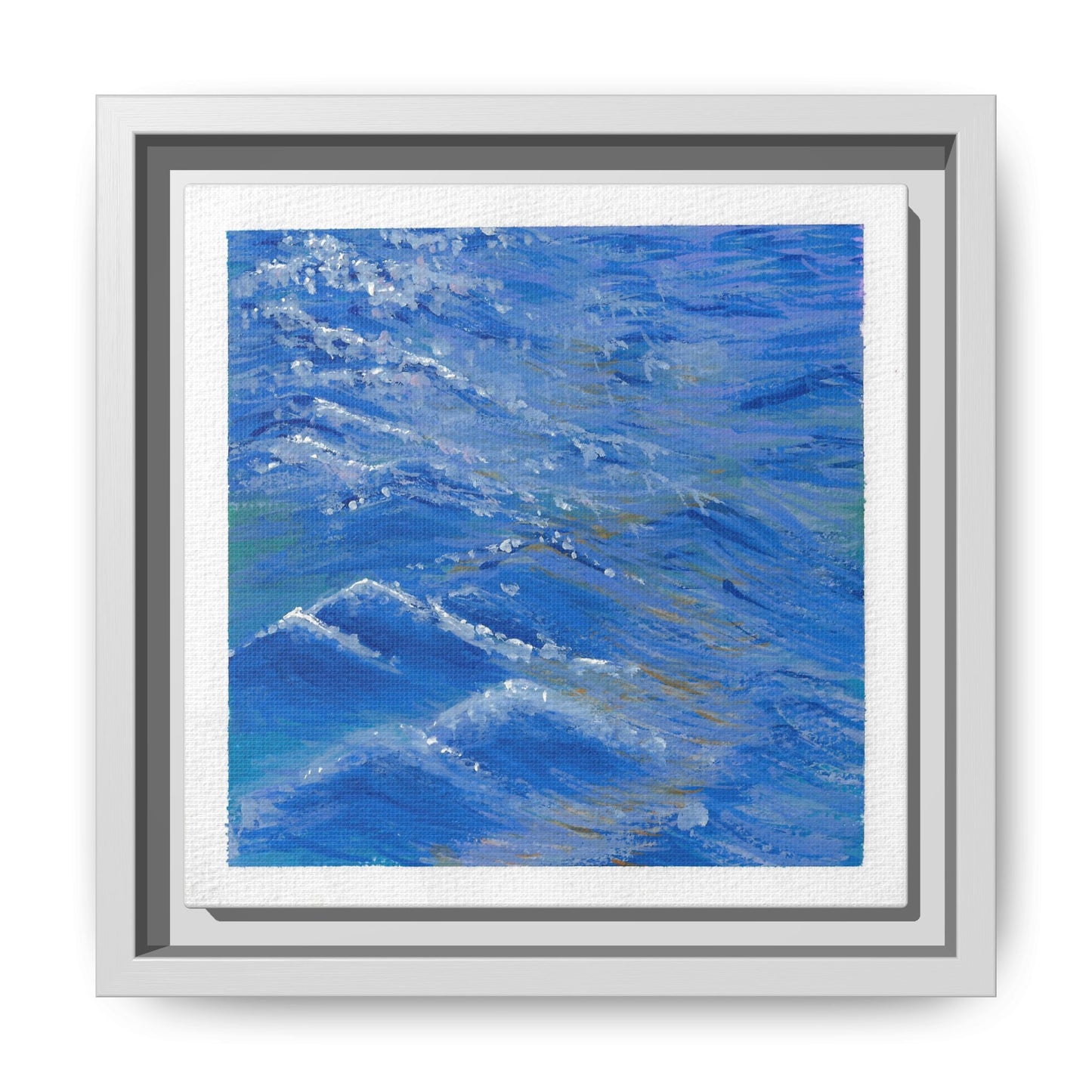 Framed Matte Canvas Wall Art — Blue Ocean Waves Seascape