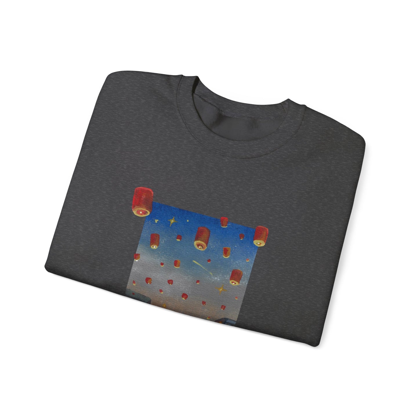 Lantern Festival Crewneck Sweatshirt — Sky of Floating Lanterns Graphic