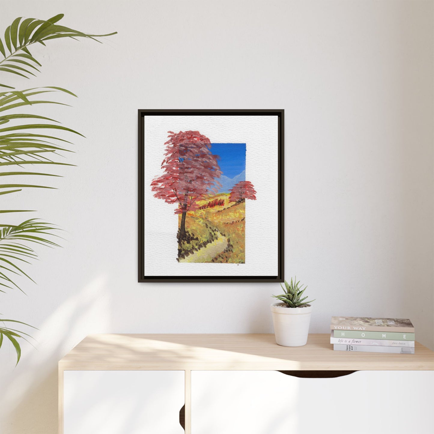 Framed Canvas Wall Art — Colorful Autumn Landscape Matte Print