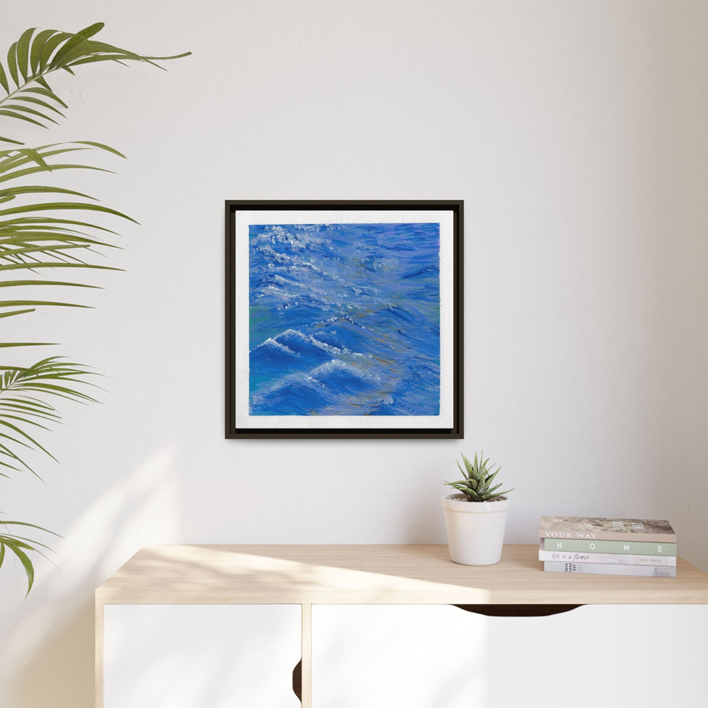 Framed Matte Canvas Wall Art — Blue Ocean Waves Seascape