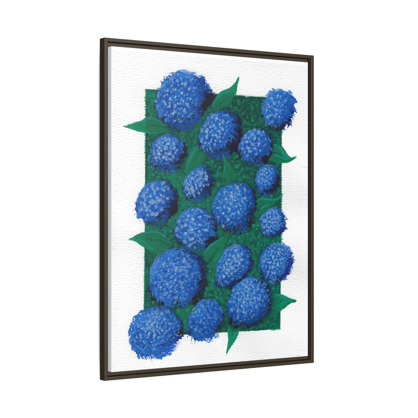Framed Hydrangea Matte Canvas Print — Blue Floral Wall Art