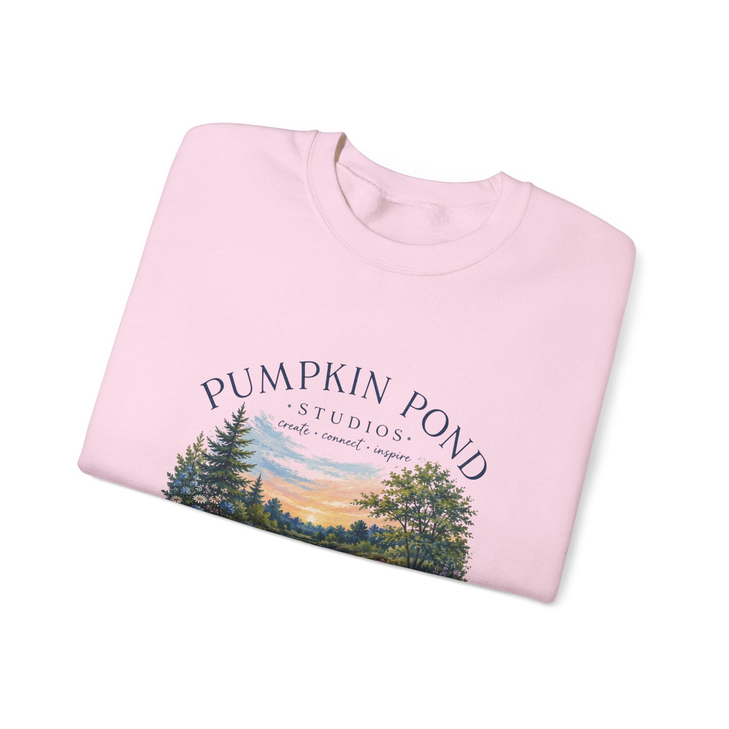 Pumpkin Pond Studio Scenic Sweatshirt — 'Pumpkin Pond' Lakeside Graphic Crewneck