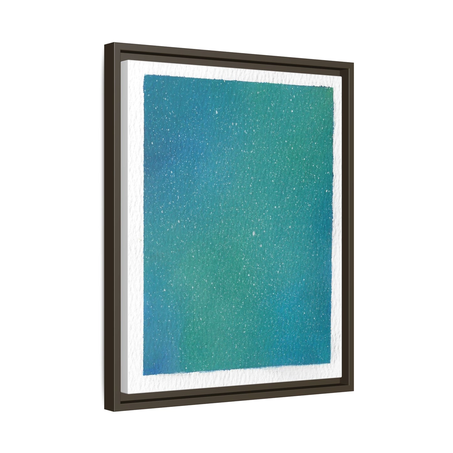Framed Matte Canvas Art — Teal-to-Blue Gradient Starry Abstract