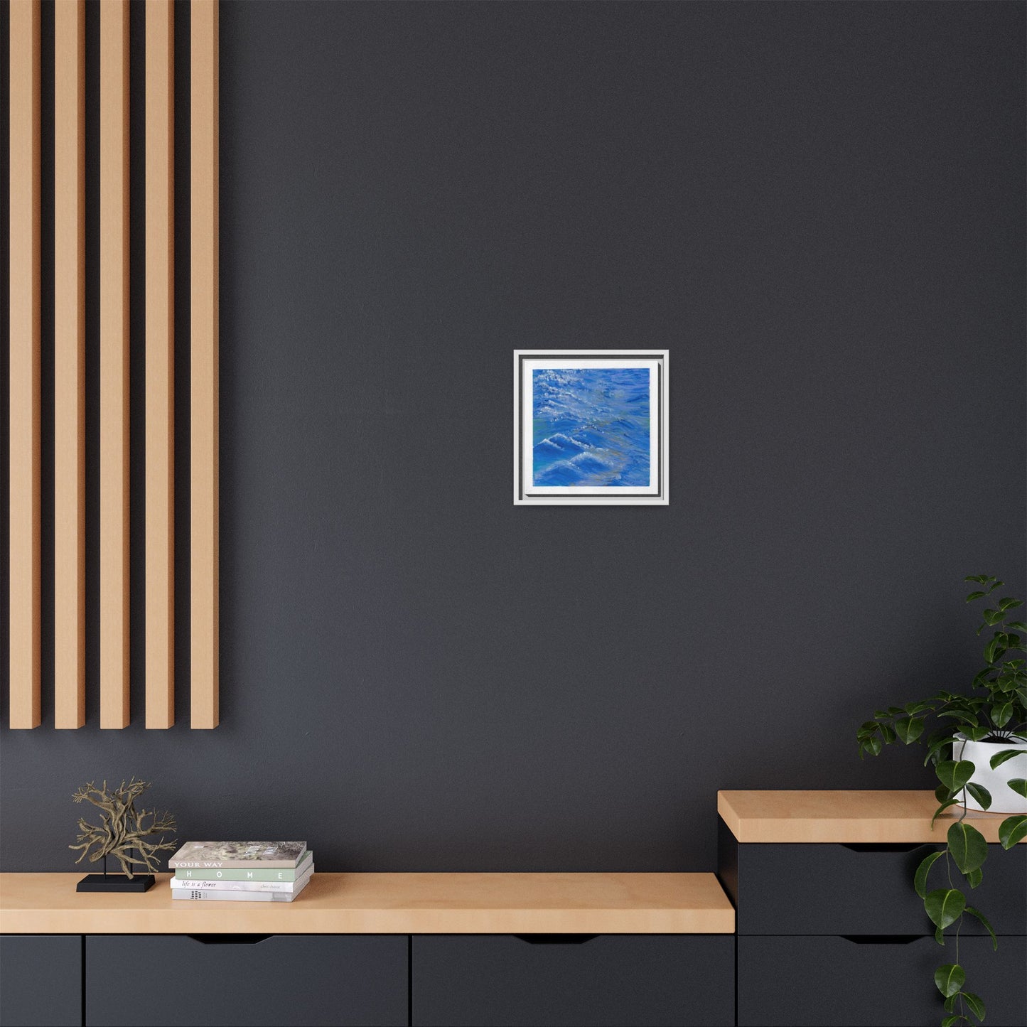Framed Matte Canvas Wall Art — Blue Ocean Waves Seascape