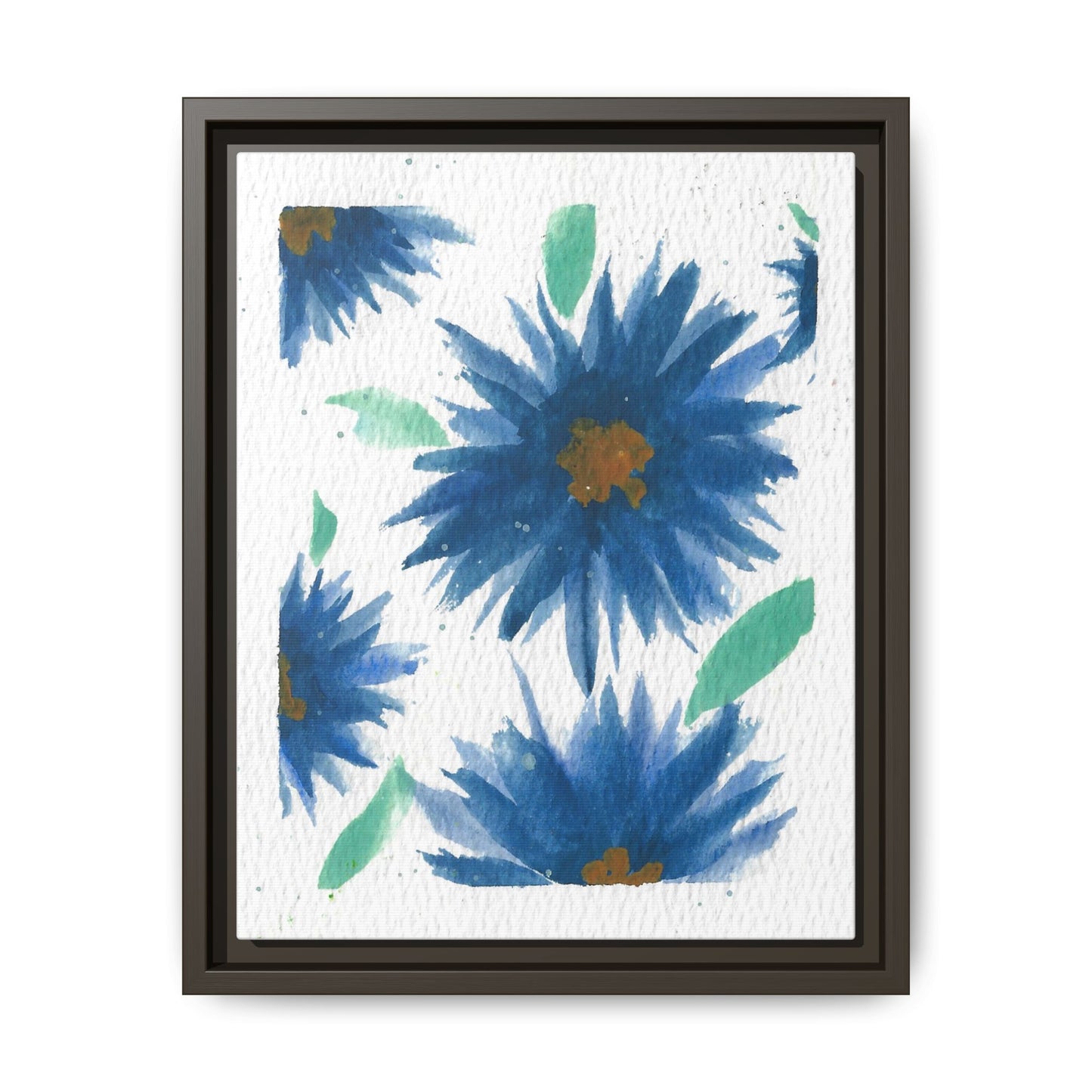 Blue Floral Canvas Print — Framed Matte Wall Art