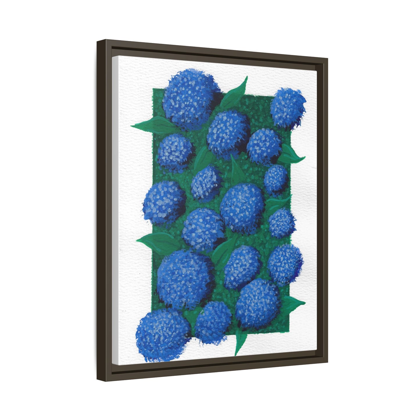 Framed Hydrangea Matte Canvas Print — Blue Floral Wall Art