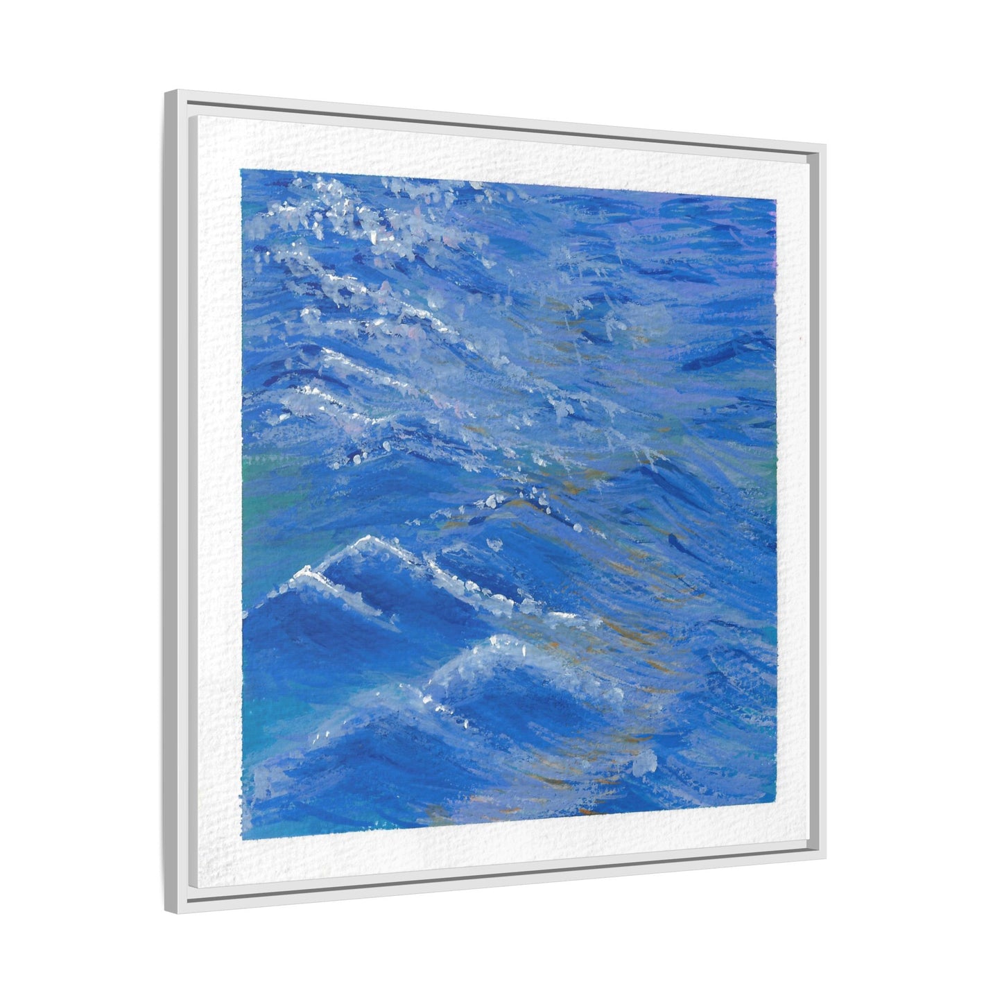 Framed Matte Canvas Wall Art — Blue Ocean Waves Seascape