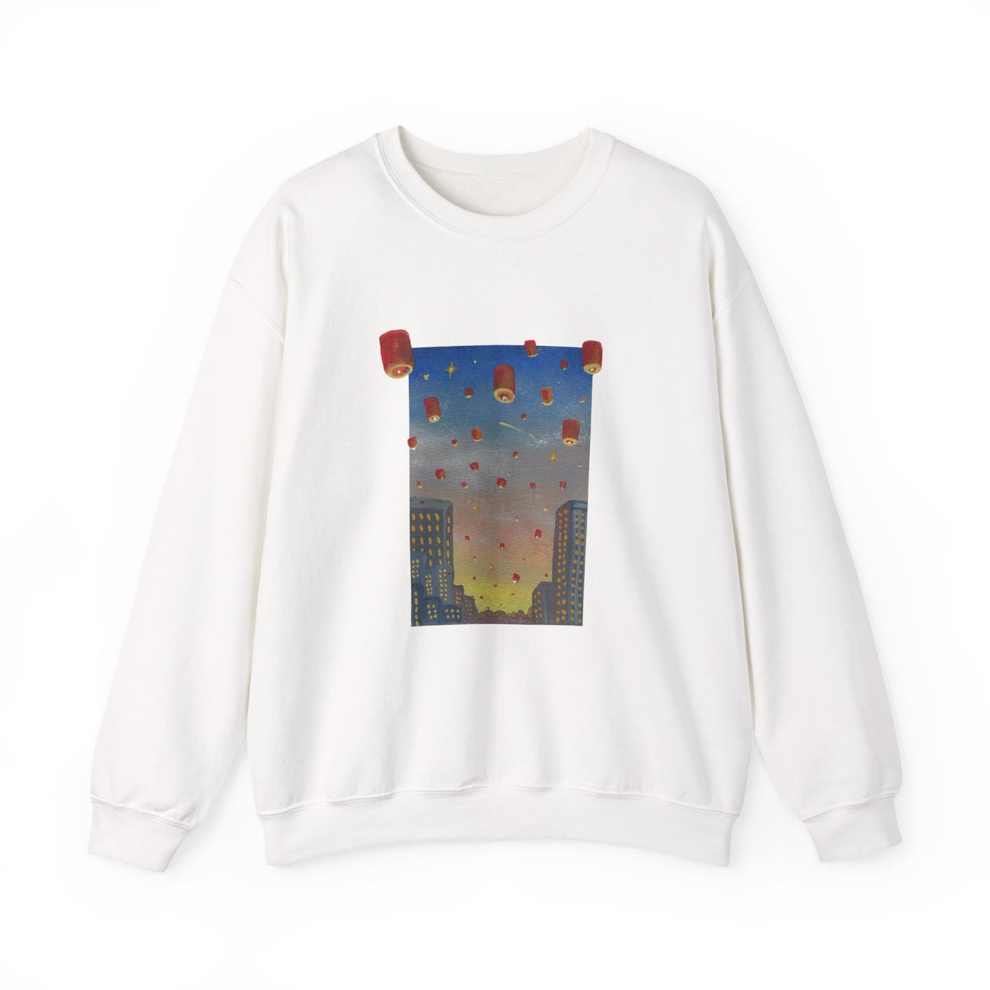 Lantern Festival Crewneck Sweatshirt — Sky of Floating Lanterns Graphic