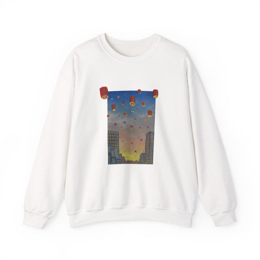 Lantern Festival Crewneck Sweatshirt — Sky of Floating Lanterns Graphic
