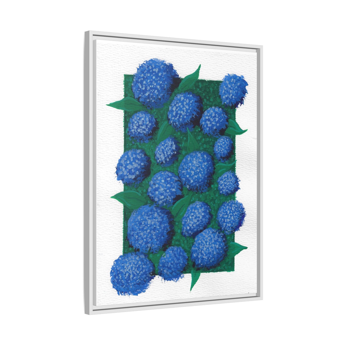 Framed Hydrangea Matte Canvas Print — Blue Floral Wall Art
