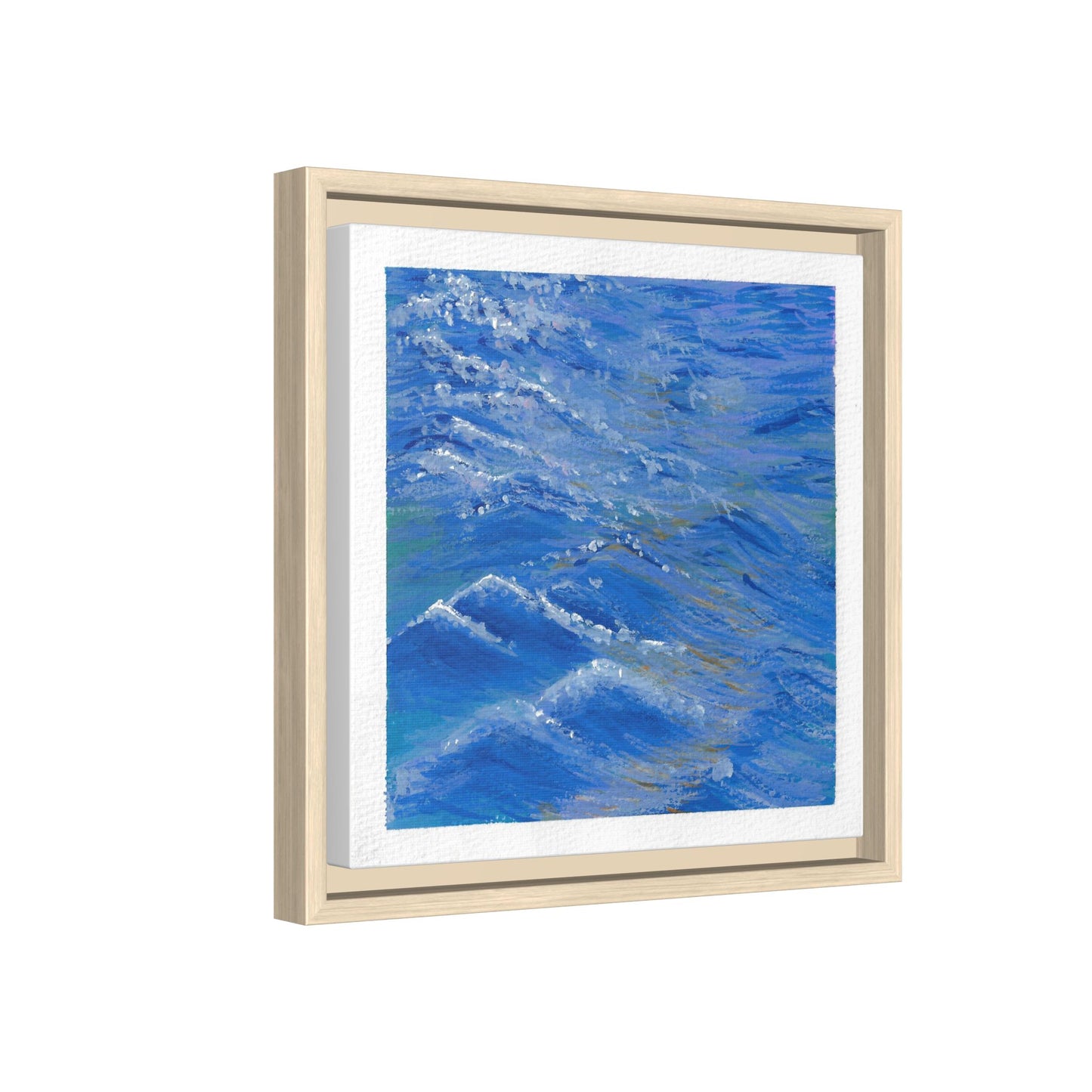 Framed Matte Canvas Wall Art — Blue Ocean Waves Seascape