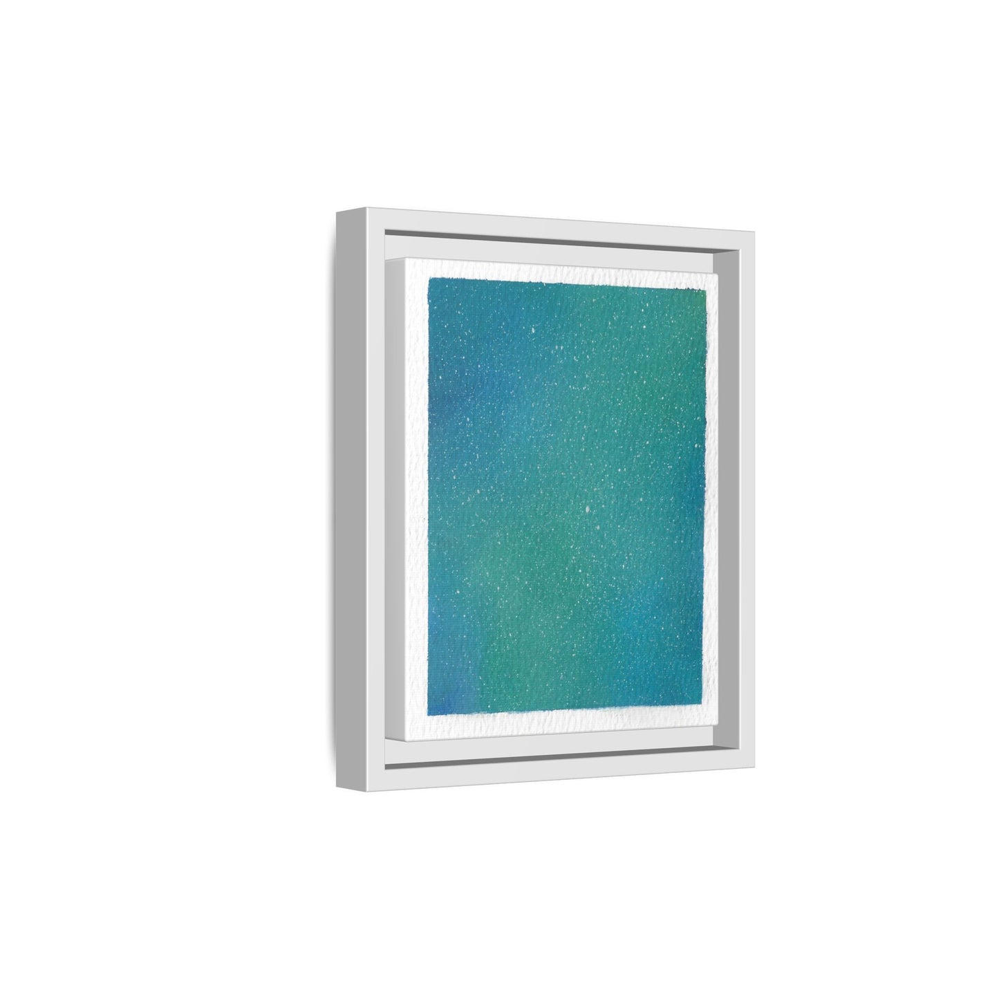 Framed Matte Canvas Art — Teal-to-Blue Gradient Starry Abstract